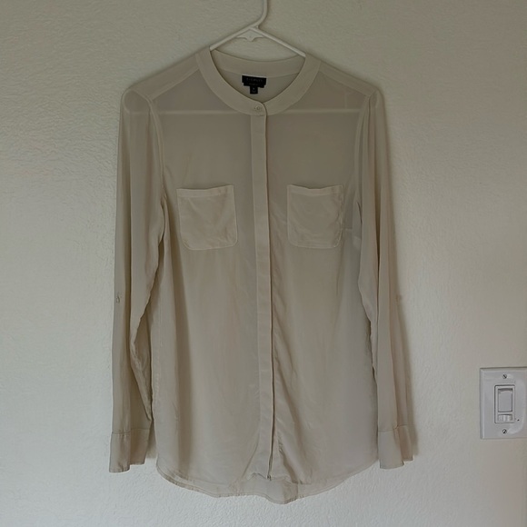 Talbots washable silk ivory color top - Picture 2 of 7